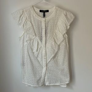 NWT BCBGMAXAZRIA Eyelet Ruffle Top/Shirt/Blouse